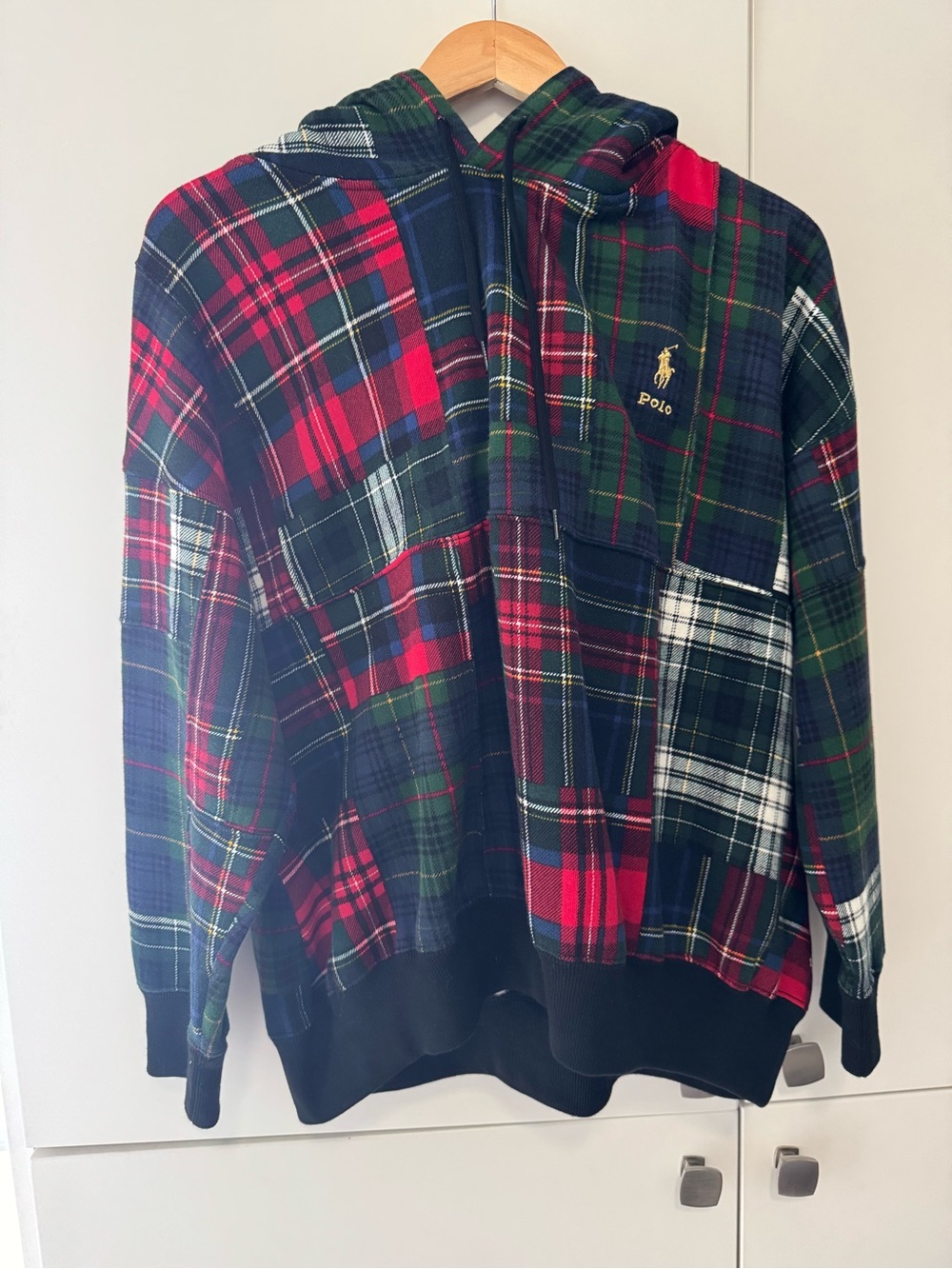 Ralph Lauren Red, Green & Navy Plaid Zip-Up Hoodie Sweater